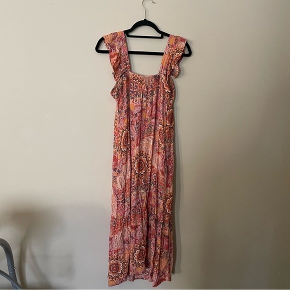 Knox Rose Yellow Paisley Flutter Short Sleeve Midi Dress - Picture 12 of 12